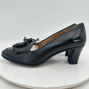 Gravati for Wilkes Bashford Women Size 8.5M Black Leather Tassel Heel shoes